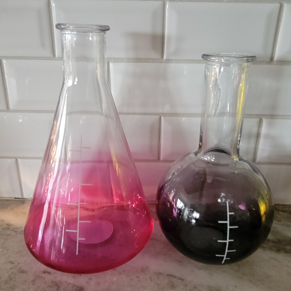 Elegant Pink and Black Glass Vases